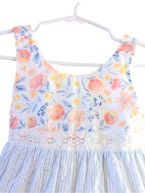 Tommy Bahama Gray and White Tiered Ruffled Sundress